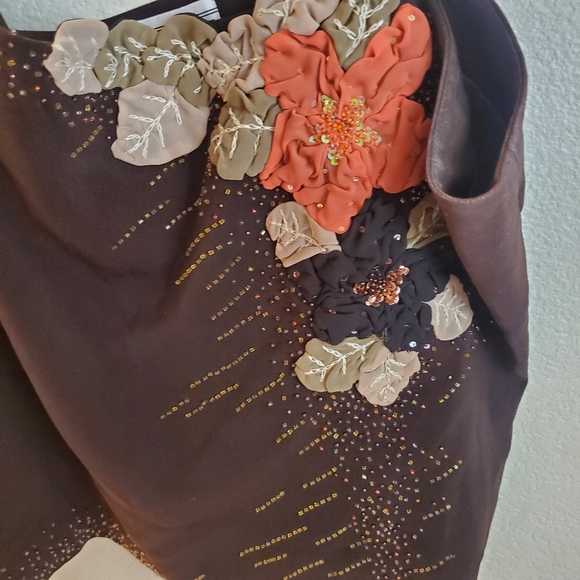 Vintage Chancelle Embroidered Floral Beaded Sleeveless Shell Tank size 22 - Picture 3 of 5